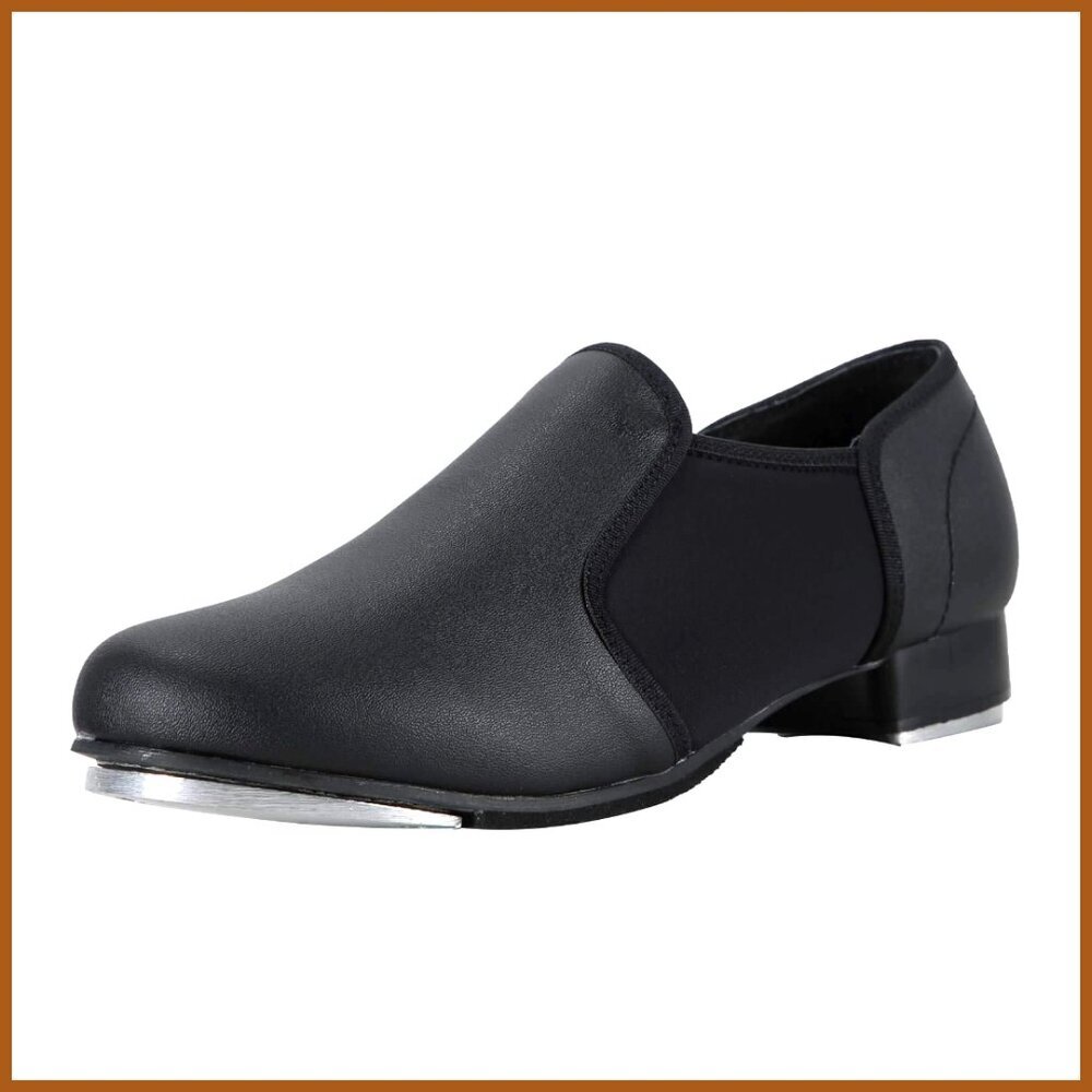 PU Leather Slip On Tap Dance Shoes with Non-Skid Sole